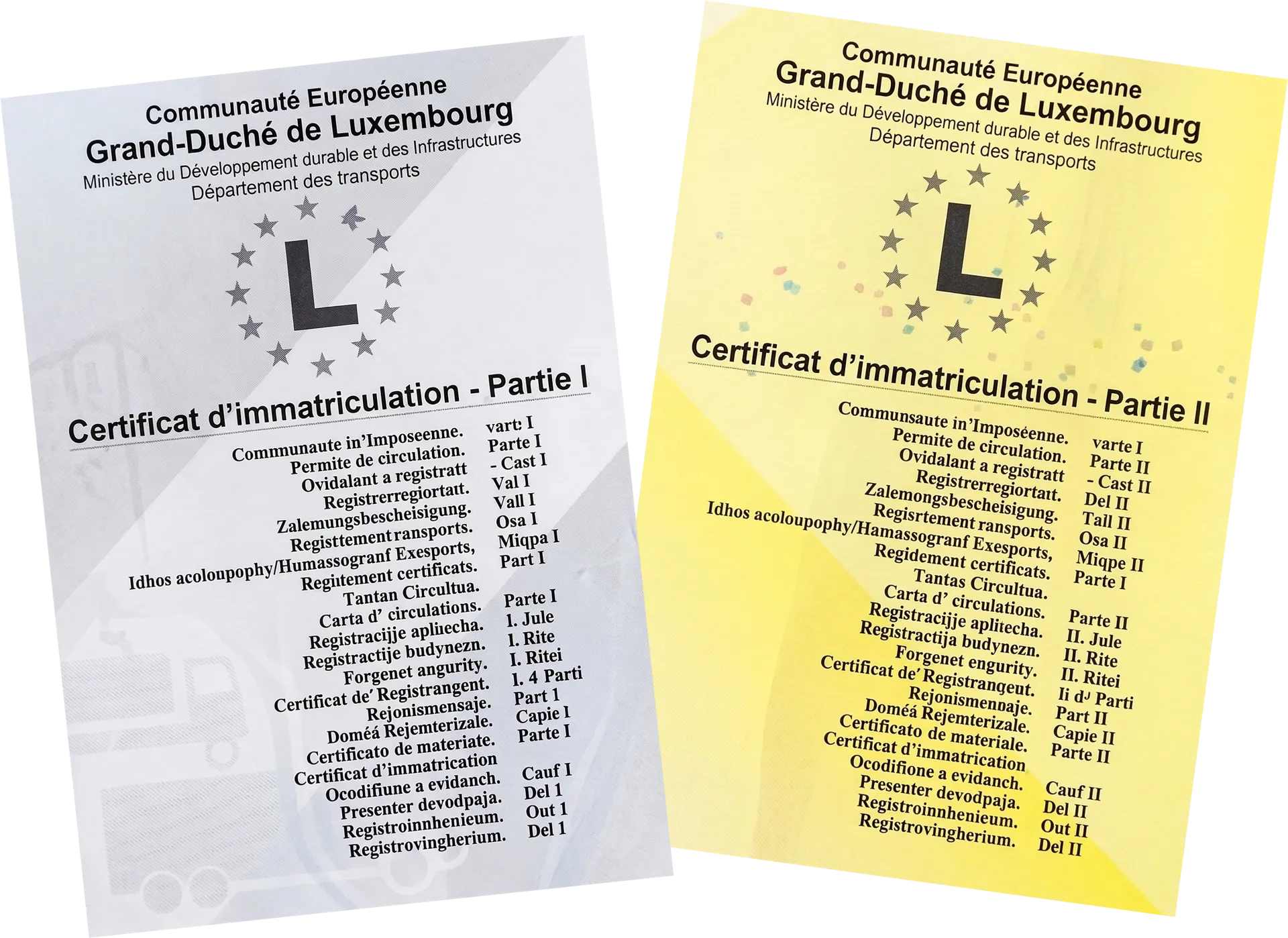 Certificat d'immatriculation